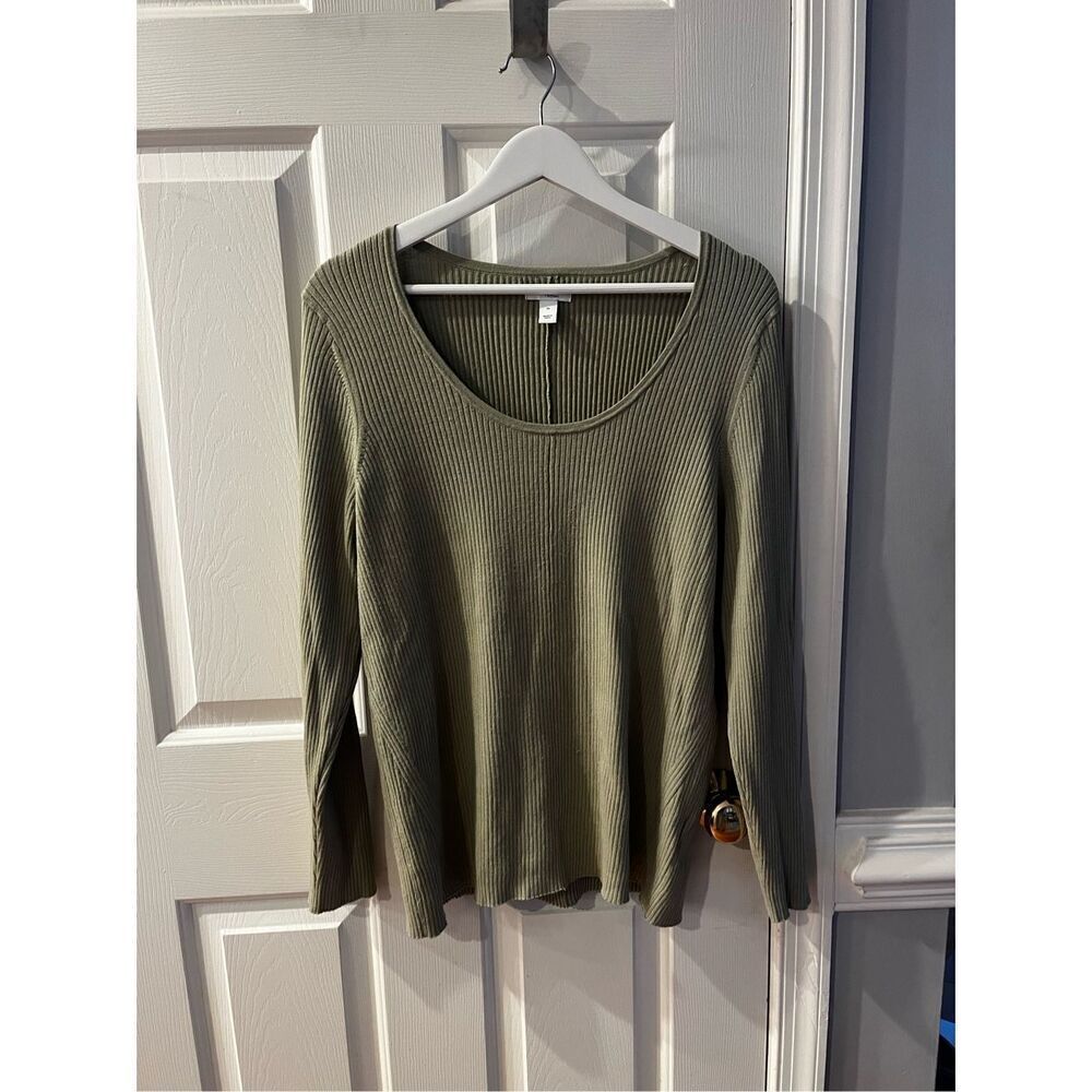 Daily Ritual Sage Green Ribbed Scoop Neck Ribbed  Sweater sz 2X